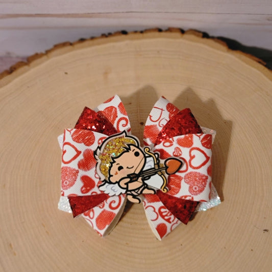 4" Multi Layer Bliss Bow with Cupid Shaker