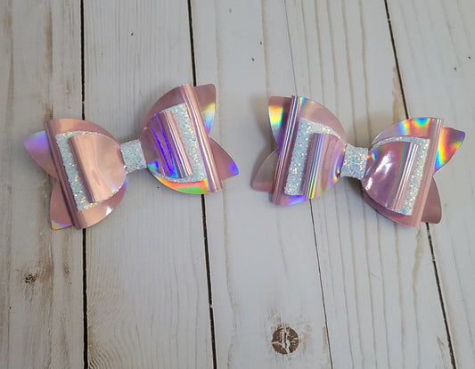 4" Pink Holographic Bow