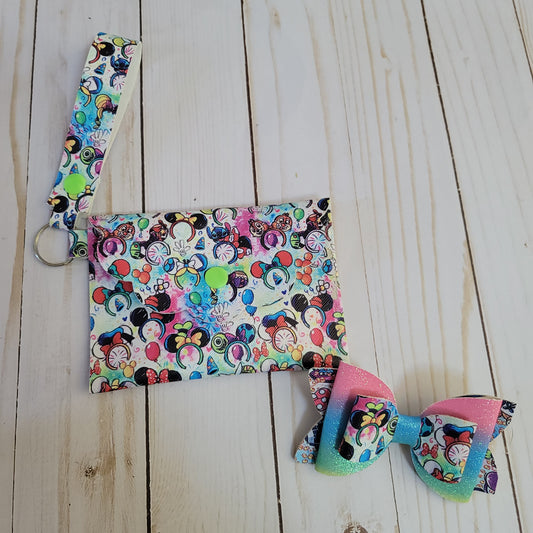 Character Wallet with Keychain and Matching Bow